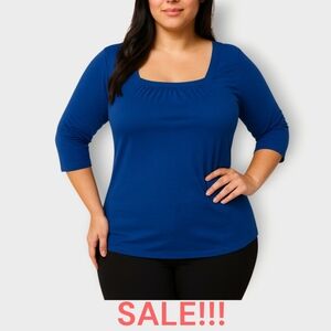 Style & Co, NWT, 3/4 Peasant  Sleeves, Square Neck Shirt, Size 1X